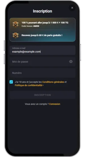Inscrivez un compte joueur