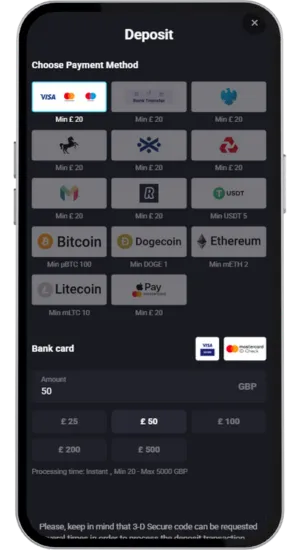 Make a deposit in GBP
